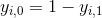 y_{i,0} = 1 - y_{i,1}