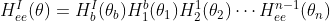 H_{ee}^{I} (\theta) = H_{b}^{I} (\theta_b)H_{1}^{b} (\theta_1)H_{2}^{1} (\theta_2) \cdots H_{ee}^{n-1} (\theta_n)