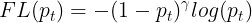 \large FL(p_t) = -(1-p_t)^{\gamma}log(p_t)