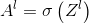 A^{l}=\sigma \left ( Z^{l} \right )