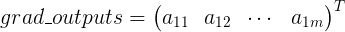 \large grad\_outputs=\begin{pmatrix} a_{11} & a_{12} & \cdots&a_{1m} \end{pmatrix}^T