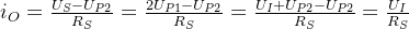 i_{O}=\frac{U_{S}-U_{P2}}{R_{S}}=\frac{2U_{P1}-U_{P2}}{R_{S}}=\frac{U_{I}+U_{P2}-U_{P2}}{R_{S}}=\frac{U_{I}}{R_{S}}