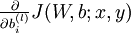 \textstyle \frac{\partial}{\partial b_{i}^{(l)}} J(W,b; x, y)