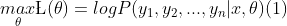 \underset{\theta}{max} \L ( \theta)= log P(y,y_{1},y_{2}, . . . , y_{n}|x, \theta) (1)