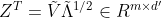 Z^{T}=\tilde{V} \tilde{\Lambda}^{1 / 2} \in R^{m \times d^{\prime}}