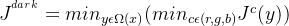 J^{^{dark}}=min_{y\epsilon \Omega (x)}(min_{c\epsilon(r,g,b)}J^{c}(y))