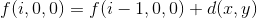 f(i,0,0)=f(i-1,0,0)+d(x,y)