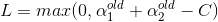 L=max(0, \alpha_1^{old}+\alpha_2^{old}-C)