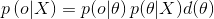 p\left ( o |X \right )=p(o|\theta)\, p(\theta|X)d(\theta)