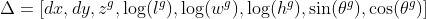 \Delta=[dx,dy,z^g,\log(l^g),\log(w^g),\log(h^g),\sin(\theta^g),\cos(\theta^g)]