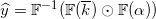 \small \widehat{y}=\mathbb{F}^{-1}(\mathbb{F}(\overline{k})\odot \mathbb{F}(\alpha ))