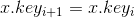 x.key_{i+1} = x.key_i