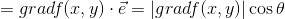 =gradf(x,y)\cdot \vec{e}=|gradf(x,y)|\cos \theta