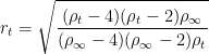 r_{t}=\sqrt{\frac{(\rho _{t}-4)(\rho _{t}-2)\rho _{\infty }}{(\rho _{\infty }-4)(\rho _{\infty }-2)\rho _{t}}}