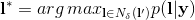 \mathbf{l}^{*}=arg\,max_{\mathbf{l}\in N_{\delta }(\mathbf{l}')}p(\mathbf{l}|\mathbf{y})