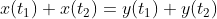 x(t_1)+x(t_2)=y(t_1)+y(t_2)