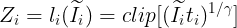 \large Z_i = l_i(\widetilde{I}_i) = clip[(\widetilde{I}_it_i)^{1/\gamma}]