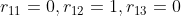 r_{11}=0,r_{12}=1,r_{13}=0