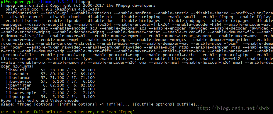 ffmpeg on respberry