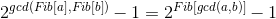 2^{gcd(Fib[a],Fib[b])}-1=2^{Fib[gcd(a,b)]}-1