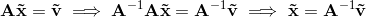 $$\mathbf A\mathbf{\vec x} = \mathbf{\vec v} \implies\mathbf A^{-1}\mathbf A\mathbf{\vec x} =\mathbf A^{-1} \mathbf{\vec v} \implies \mathbf{\vec x} =\mathbf A^{-1} \mathbf{\vec v}$$