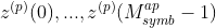 z^{(p)}(0),...,z^{(p)}(M_{symb}^{ap}-1)