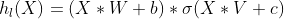 h_l(X) = (X*W+b)*\sigma(X*V+c)