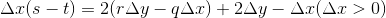 \Delta x(s-t)=2(r\Delta y-q\Delta x)+2\Delta y-\Delta x(\Delta x>0)