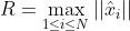 R=\max_{1\leq i\leq N}||\hat{x}_{i}||