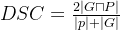 DSC=\frac{2\left | G\sqcap P \right |}{\left | p \right |+\left | G \right |}