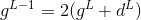 g^{L-1} = 2 (g^{L}+d^{L})