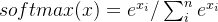 softmax(x) = e^{x_{i}}/\sum_{i}^{n}e^{x_{i}}