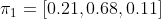 \pi _{1} = [0.21,0.68,0.11]