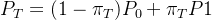 P_{T}=(1-\pi _{T})P_{0}+\pi _{T}P1