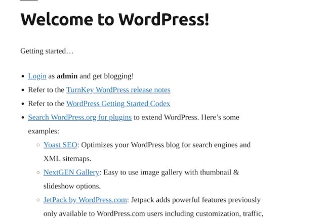 Wordpress welcome