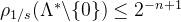 \rho_{1/s}(\Lambda^* \backslash \lbrace0\rbrace)\leq 2^{-n+1}