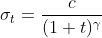 \sigma _{t}=\frac{c}{(1+t)^{\gamma }}