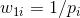 w_{1i}=1/p_i