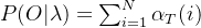 P(O|\lambda)=\sum_{i=1}^N\alpha_T(i)