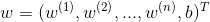 w = (w^{(1)}, w^{(2)}, ...,w^{(n)}, b)^T