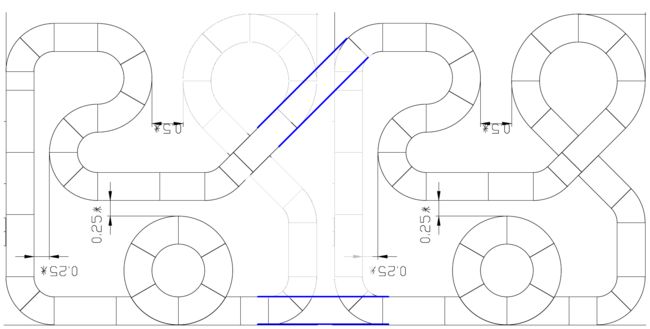 ▲ 两个预赛赛道拼接成一个决赛赛道的示意图