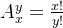 A_{x}^{y}=\frac{x!}{y!}