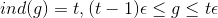 ind(g)=t ,(t-1)\epsilon \leq g\leq t\epsilon