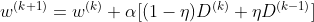 w^{(k+1)} = w^{(k)} +\alpha[(1-\eta)D^{(k)}+\eta D^{(k-1)}]