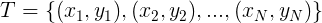 \large T=\left \{ (x_{1},y_{1}),(x_{2},y_{2}),...,(x_{N},y_{N}) \right \}