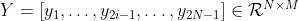 Y=\left[y_{1}, \ldots, y_{2 i-1}, \ldots, y_{2 N-1}\right] \in \mathcal{R}^{N \times M}