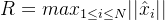 R=max_{1\leq i \leq N}||\hat x_i||