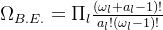 \Omega_{B.E.}=\Pi_l\frac{(\omega_l+a_l-1)!}{a_l!(\omega_l-1)!}