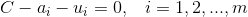 C-a_i-u_i=0,\; \; \; i=1,2,...,m