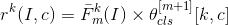 r^k(I,c)=\bar{F}_m^k(I)\times \theta _{cls}^{[m+1]}[k,c]